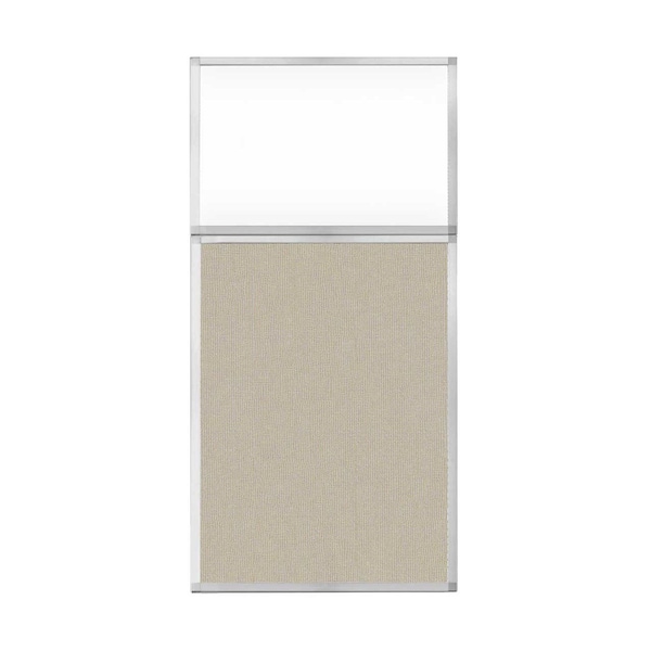 Hush Panel Configurable Cubicle Partition 3' x 6' W/ Window Sand Fabric Clear Window